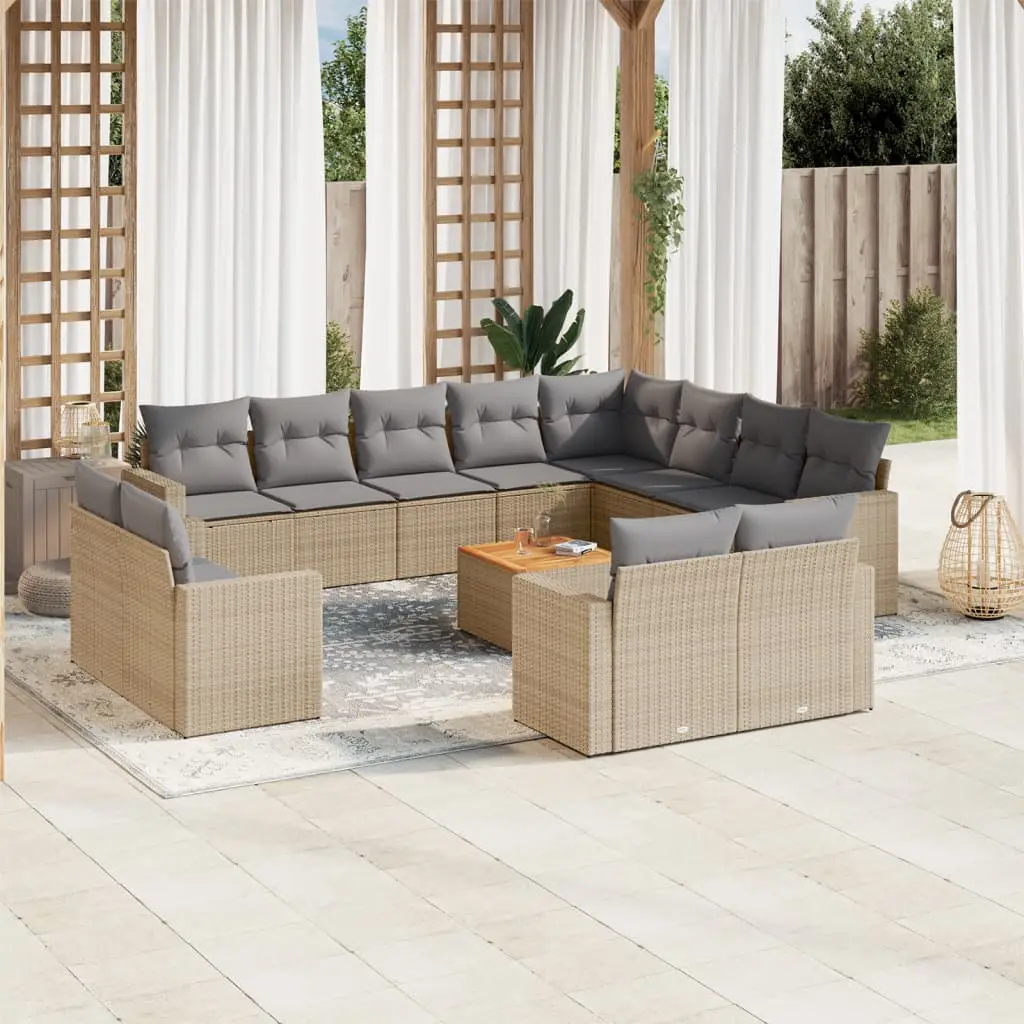 Ensemble de Jardin Modulable 13 Pièces Beige Coussins Gris Clair pour Patio et Balcon – ComfortXL Outdoor Living