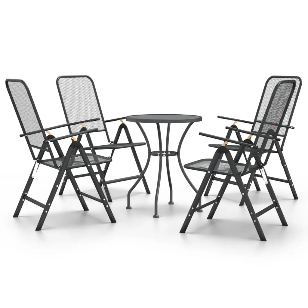 Ensemble de 5 pcs table de jardin avec chaises – mobilier de jardin Maille Métal Anthracite-JU2979