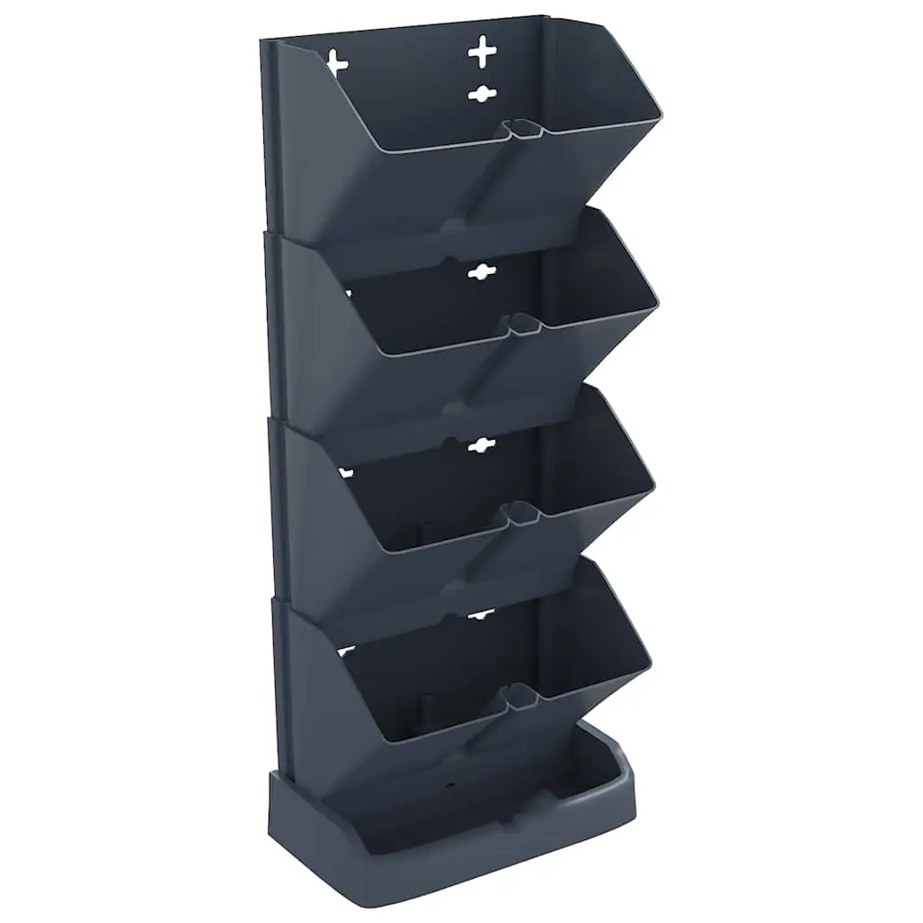 Ensemble de Jardinière | Pot de fleurs | Cache-pot | Bac à fleurss verticales 4 pcs Anthracite PP