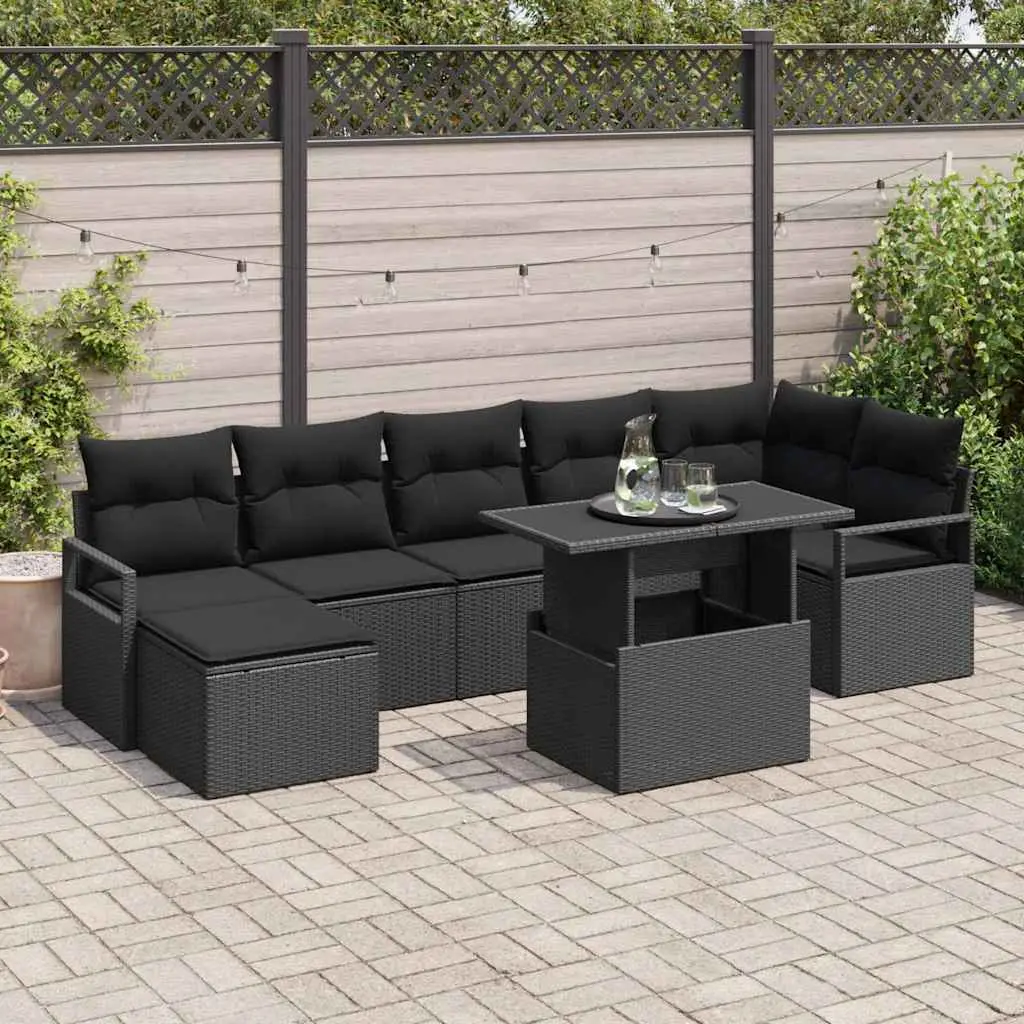 Ensemble de canapé de jardin avec stockage 8 pcs Noir polyrotin vidaXL 3348869