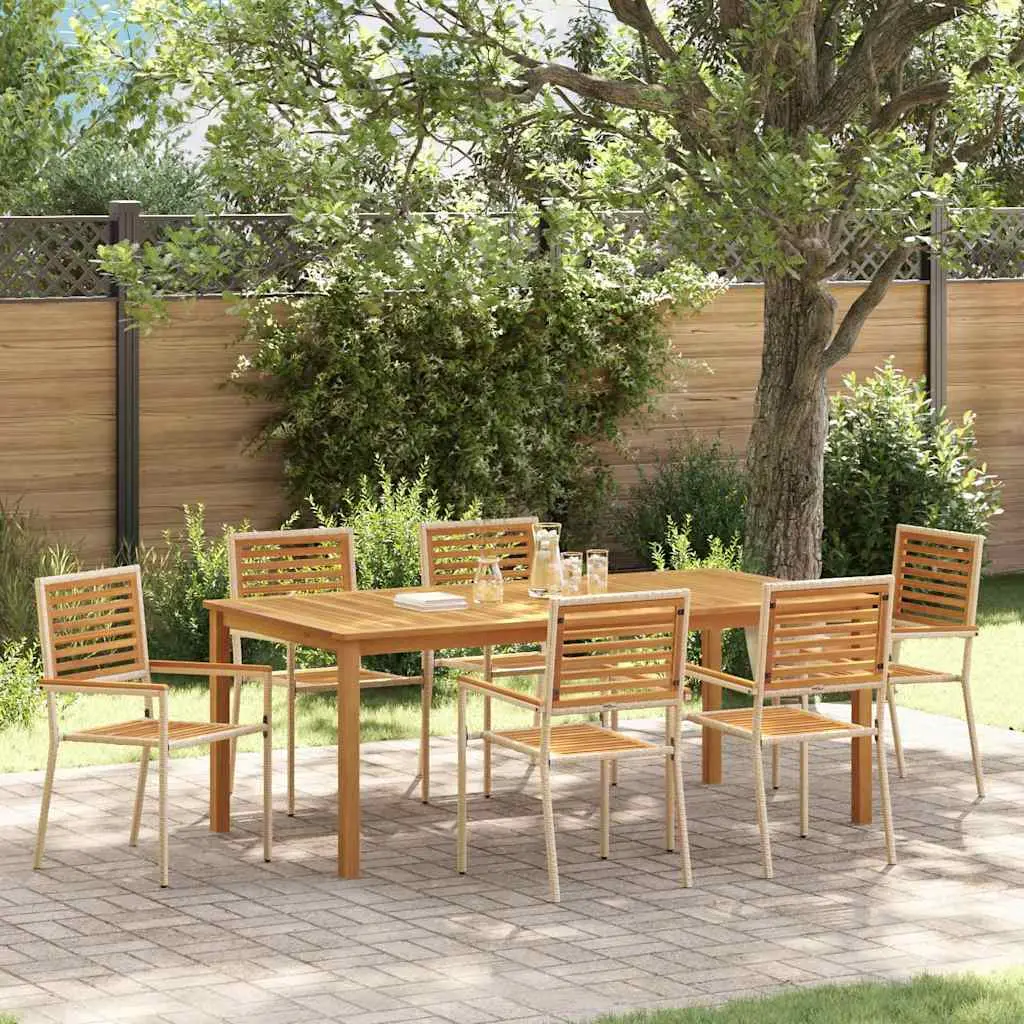 Ensemble de salle à manger pour jardin 7 pcs Beige vidaXL 3365525