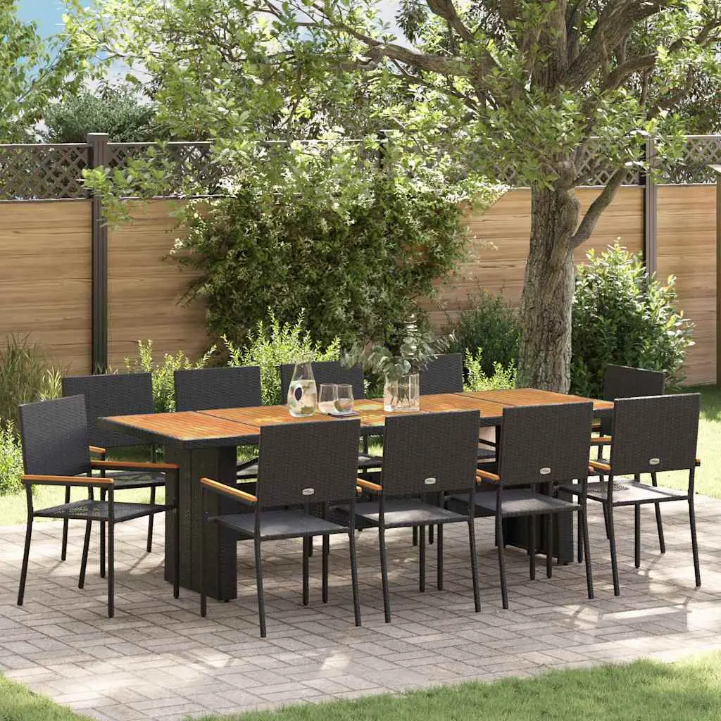 Ensemble de salle à manger pour jardin 11 pcs Noir polyrotin vidaXL 3365422