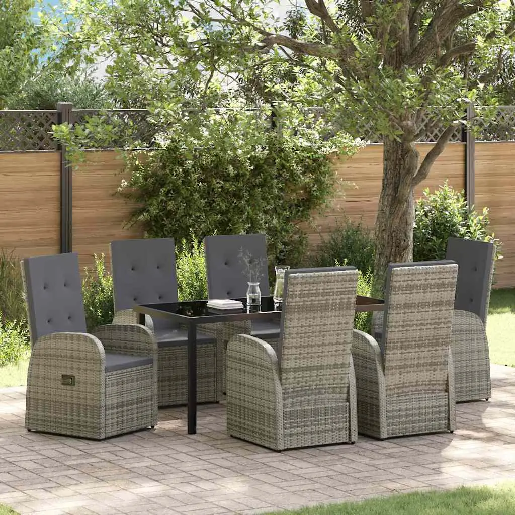 Ensemble de salle à manger pour jardin 7 pcs Gris polyrotin vidaXL 3379496
