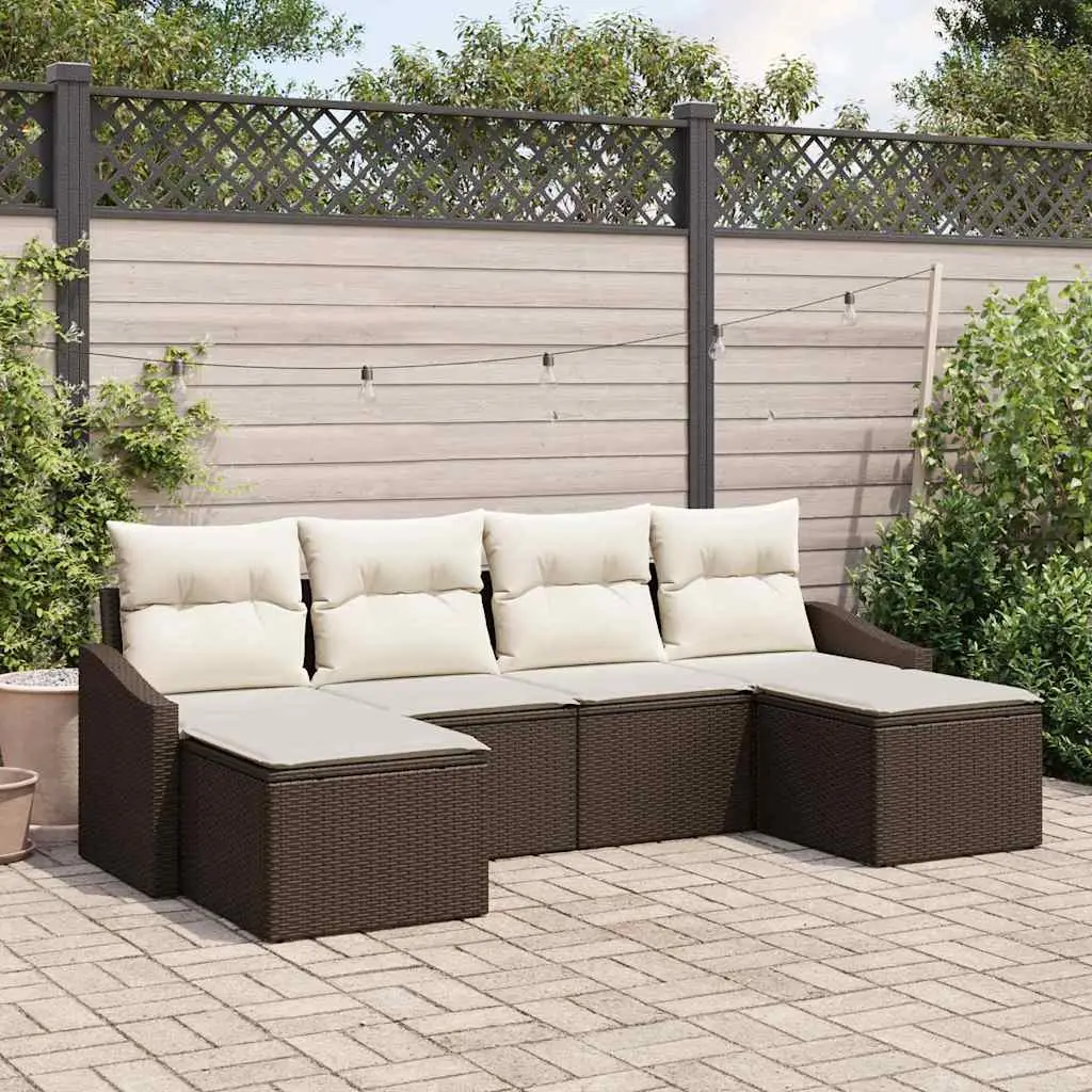 Ensemble de salle à manger pour jardin 6 pcs Marron et Crème vidaXL 3355497 Marron et blanc