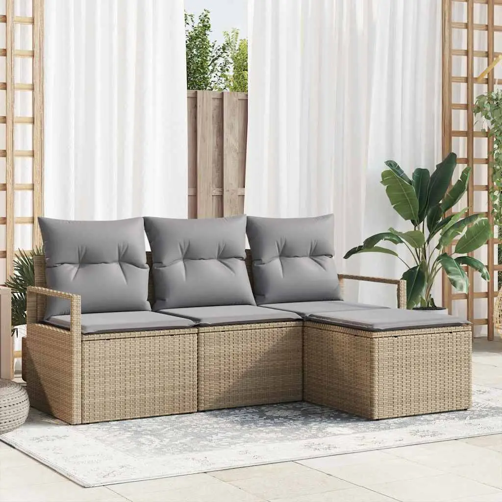 Ensemble de Canapés 4 pcs Beige et Gris clair polyrotin vidaXL 3354999