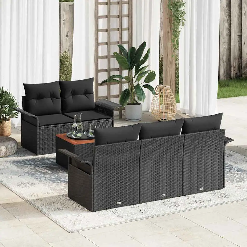 Ensemble de canapé de jardin avec stockage 6 pcs Noir polyrotin vidaXL 3355937