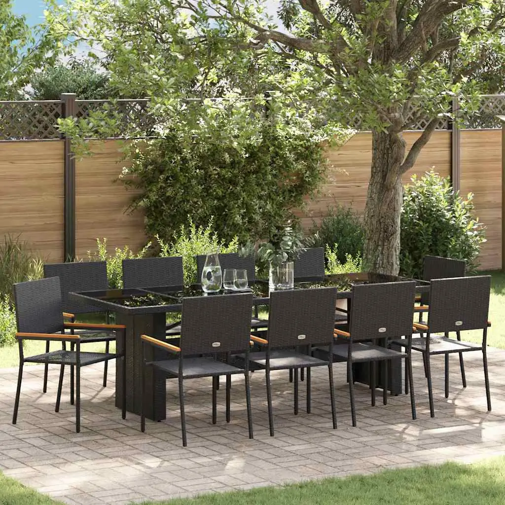 Ensemble de salle à manger pour jardin 11 pcs Noir polyrotin vidaXL 3365417