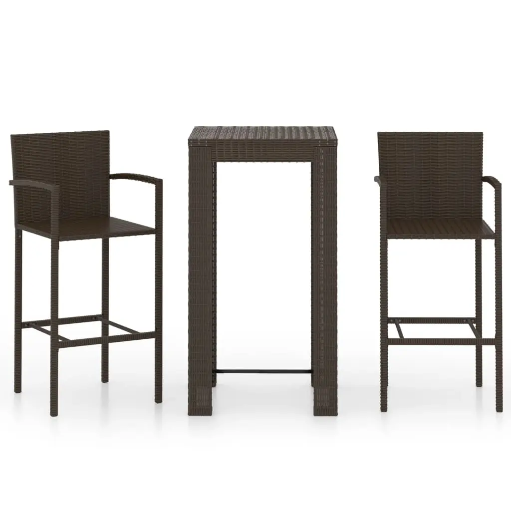 Ensemble de bar d’extérieur 3 pcs | Mobilier d’extérieur accoudoirs résine tressée Maison Chic