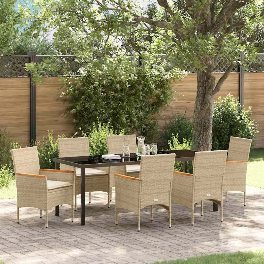 Ensemble de salle à manger pour jardin 7 pcs Beige polyrotin vidaXL 3379861 Beige