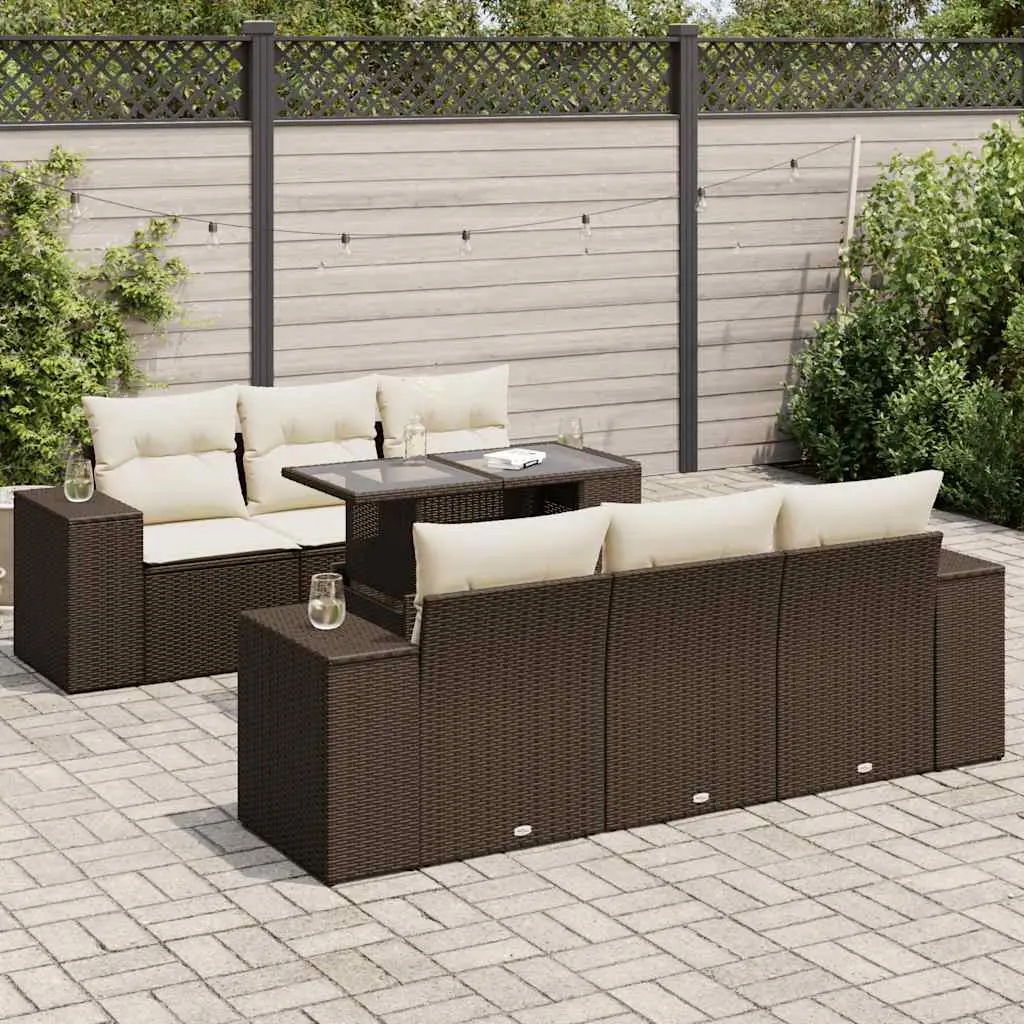 Ensemble de jardin 7 pcs résine tressée modulable avec rangements et table relevable marron – ComfortXL Outdoor Living