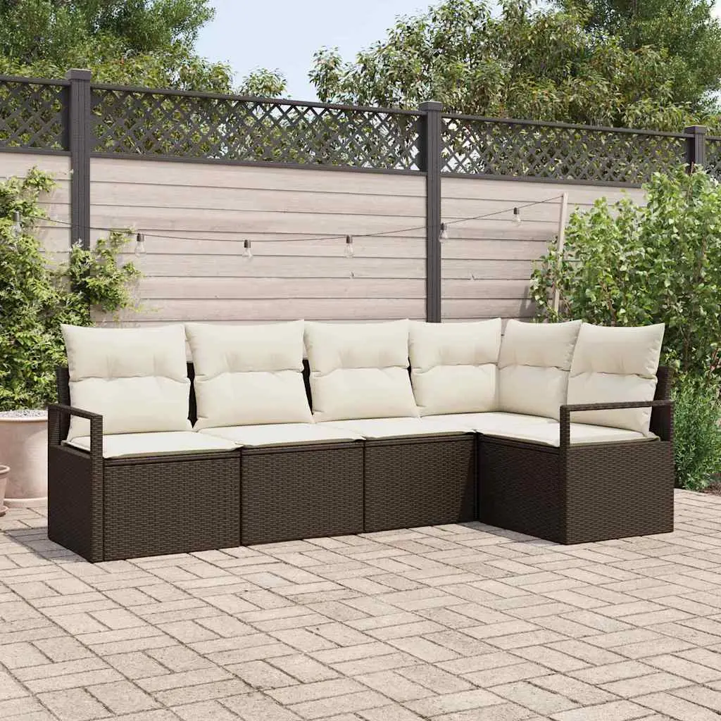 Ensemble de Canapés avec coussin 5 pcs Marron polyrotin vidaXL 3346378