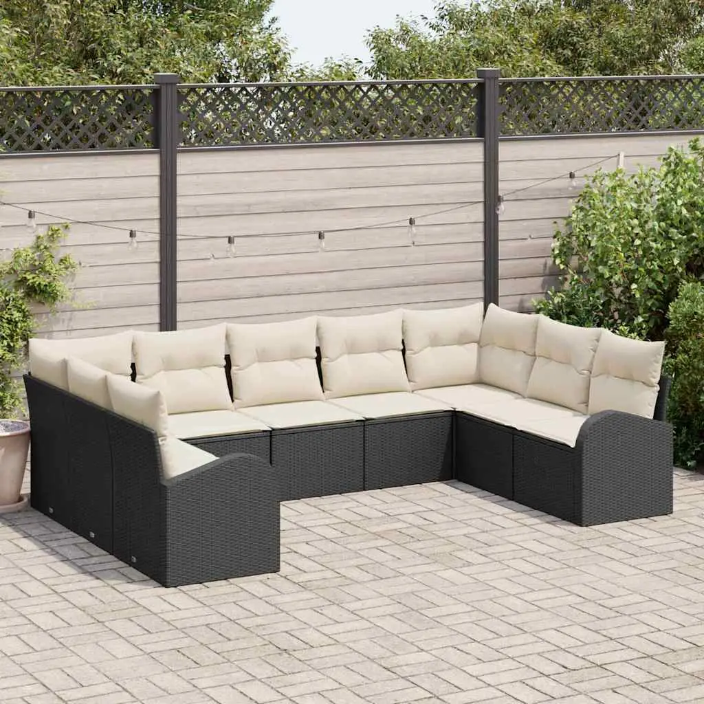 Ensemble de jardin 9 places en poly rotin avec modules indépendants Noir et blanc – ComfortXL Outdoor Living