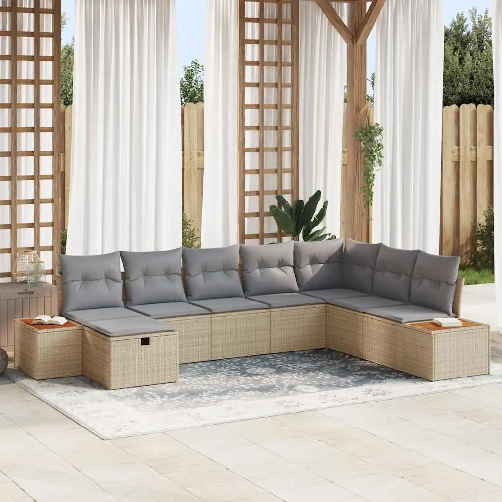 Ensemble de canapé de jardin avec coussin Beige polyrotin vidaXL 3360989