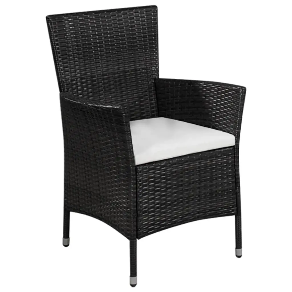 Ensemble Chaise et tabouret d’extérieur – Fauteuil de jardin – Chaise de jardin et coussins Résine tressée Noir