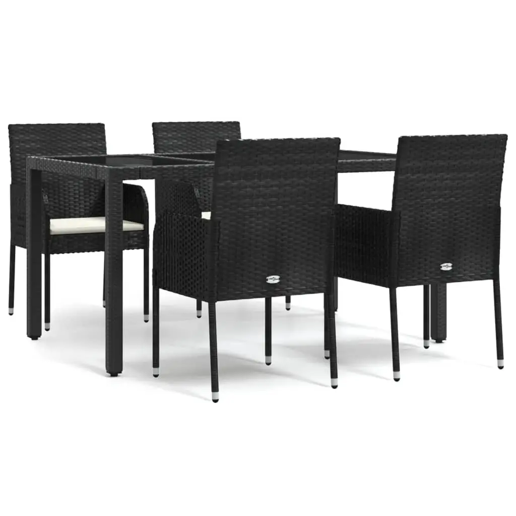 Ensemble de 5 pcs table de jardin et chaises avec coussins – mobilier de jardin Noir Résine tressée ny573