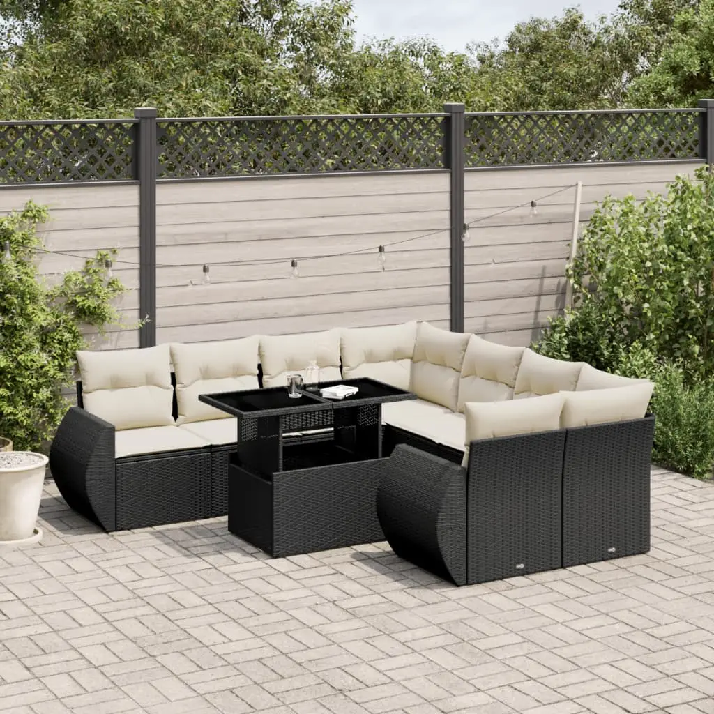 Ensemble de jardin 8 places résine tressée table ajustable et coussins confort noir – ComfortXL Outdoor Living