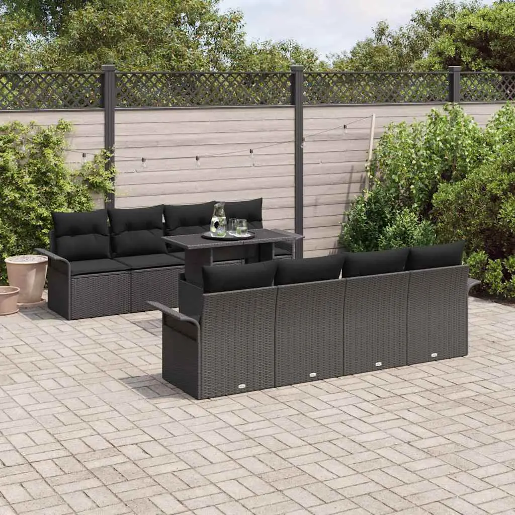 Ensemble Canapé de Jardin Modulable 9 Pièces en Résine Tressée Noir – ComfortXL Outdoor Living