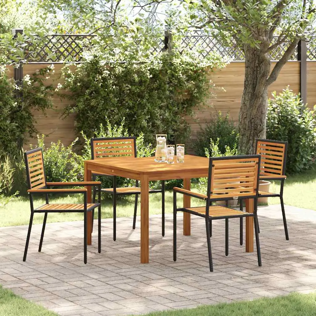 Ensemble de salle à manger pour jardin 5 pcs Noir vidaXL 3365532