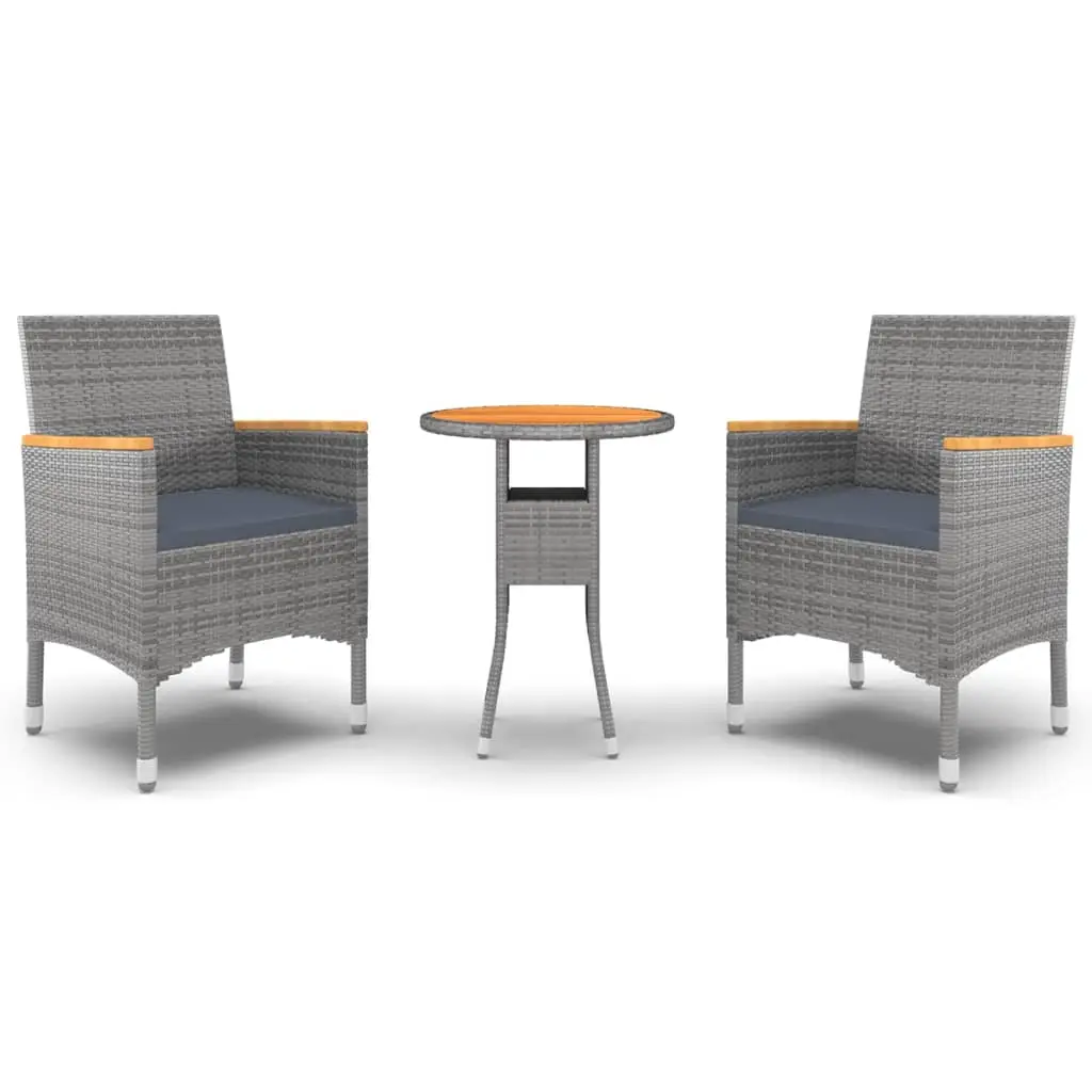 Ensemble de 3 pcs table de jardin avec chaises – mobilier de jardin Résine tressée Gris-JU2346