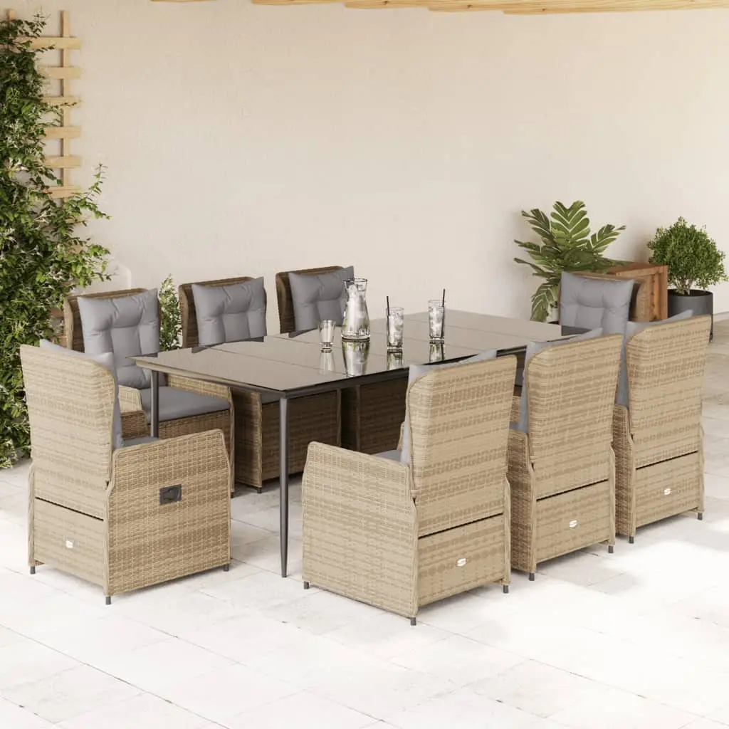 Ensemble de Jardin Confort 8 Personnes, Fauteuils Beiges à Dossier Réglable et Coussins Gris – ComfortXL Outdoor Living