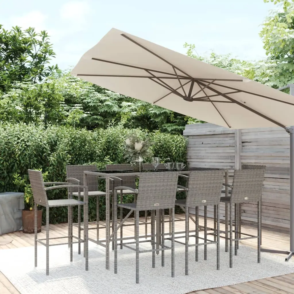 Ensemble de bar de jardin 9 pcs gris résine tressée vidaXL 3187661