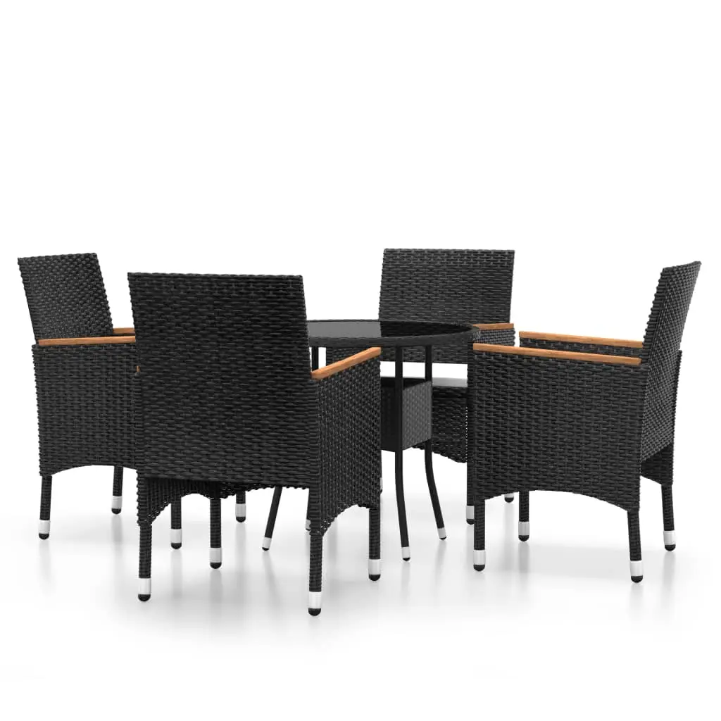 Ensemble de 5 pcs table de jardin avec chaises – mobilier de jardin Résine tressée Noir-JU2553