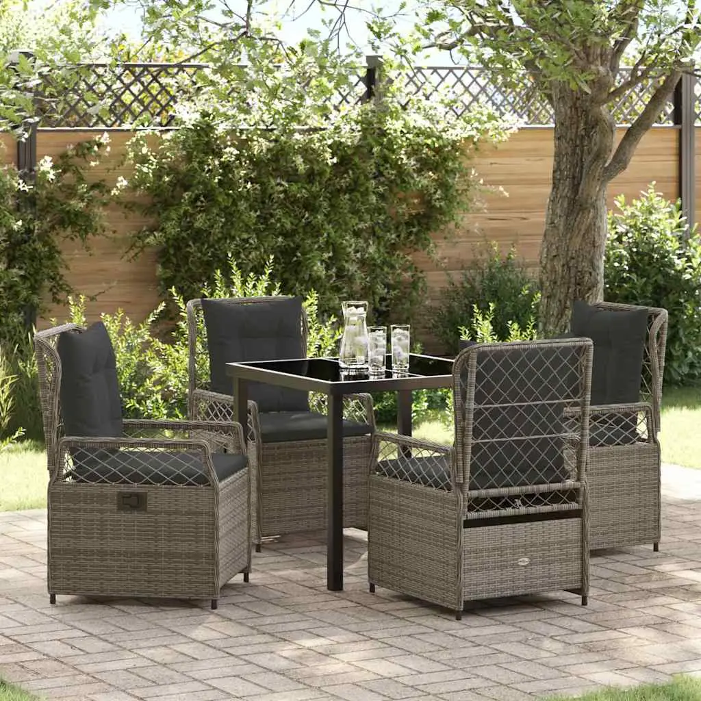 Ensemble de repas 4 personnes pour jardin chaises confort réglable Gris – ComfortXL Outdoor Living