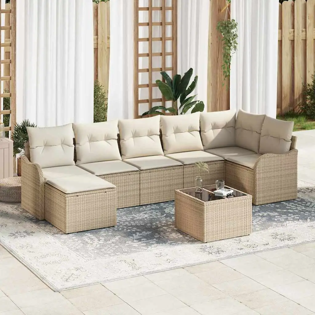 Ensemble de canapé de jardin Beige polyrotin vidaXL 3345801