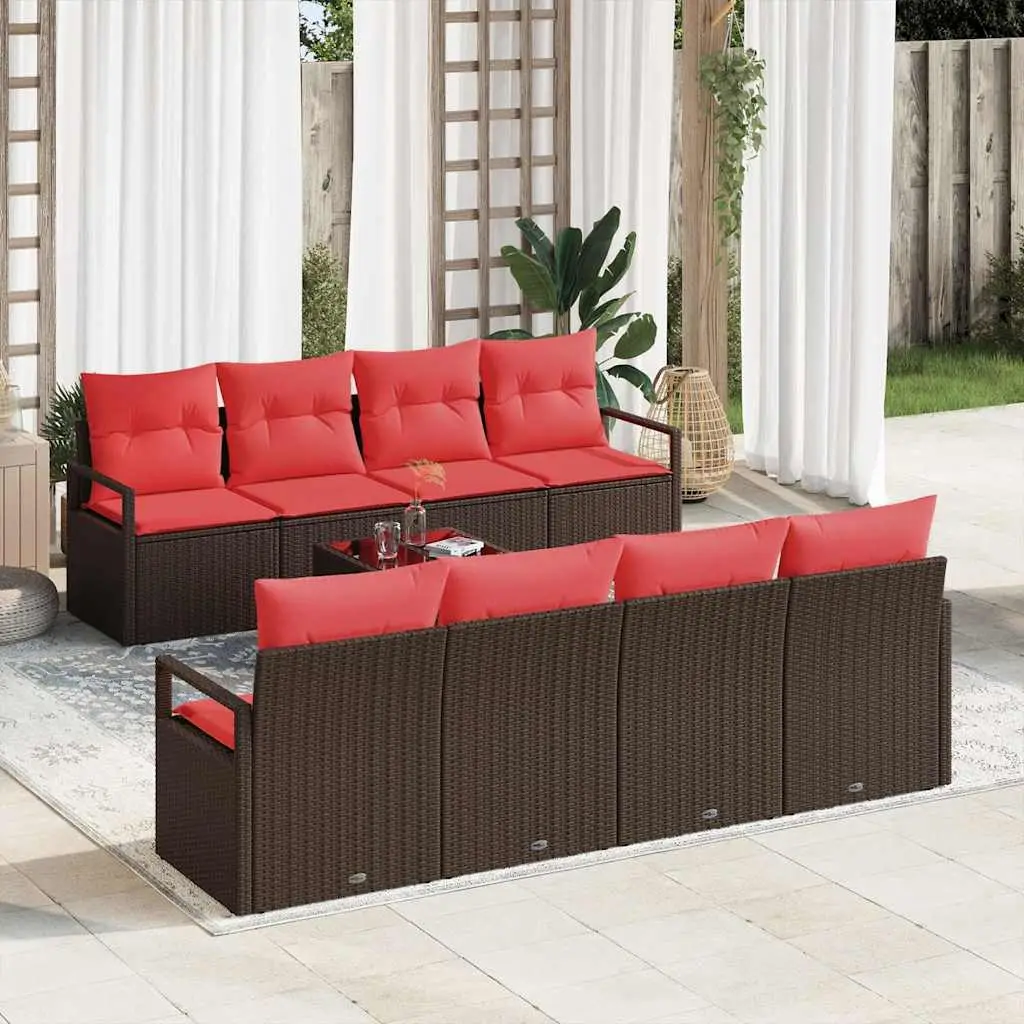 Ensemble de Canapés 7 pcs Marron et rouge polyrotin vidaXL 3346314