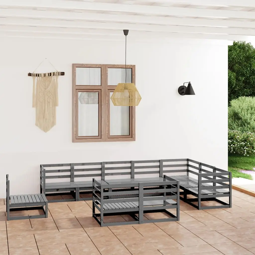 Ensemble d’Extérieur Modulable 10 Places à Composer en Bois de Pin Massif Gris – ComfortXL Outdoor Living