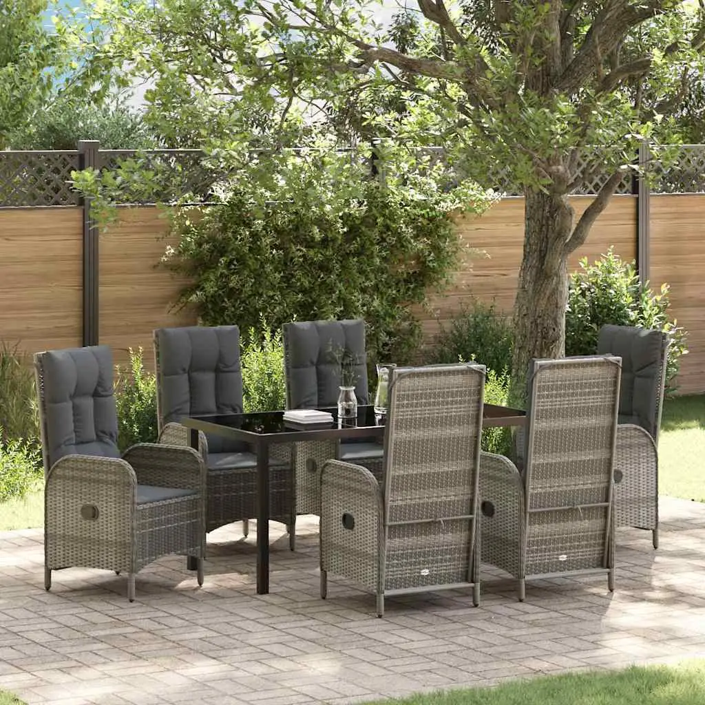 Ensemble de salle à manger pour jardin 7 pcs Gris polyrotin vidaXL 3380131