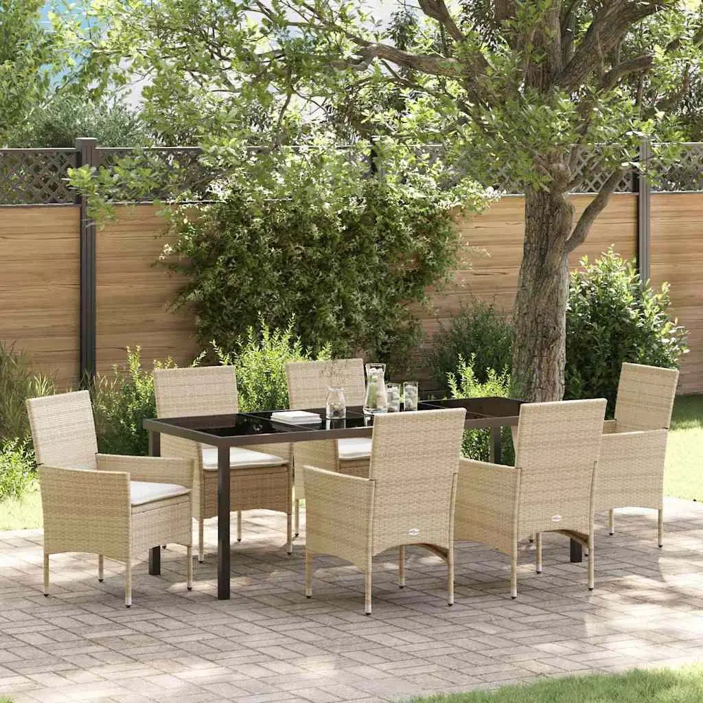 Ensemble de salle à manger pour jardin 7 pcs Beige polyrotin vidaXL 3379805 beige et blanc crème