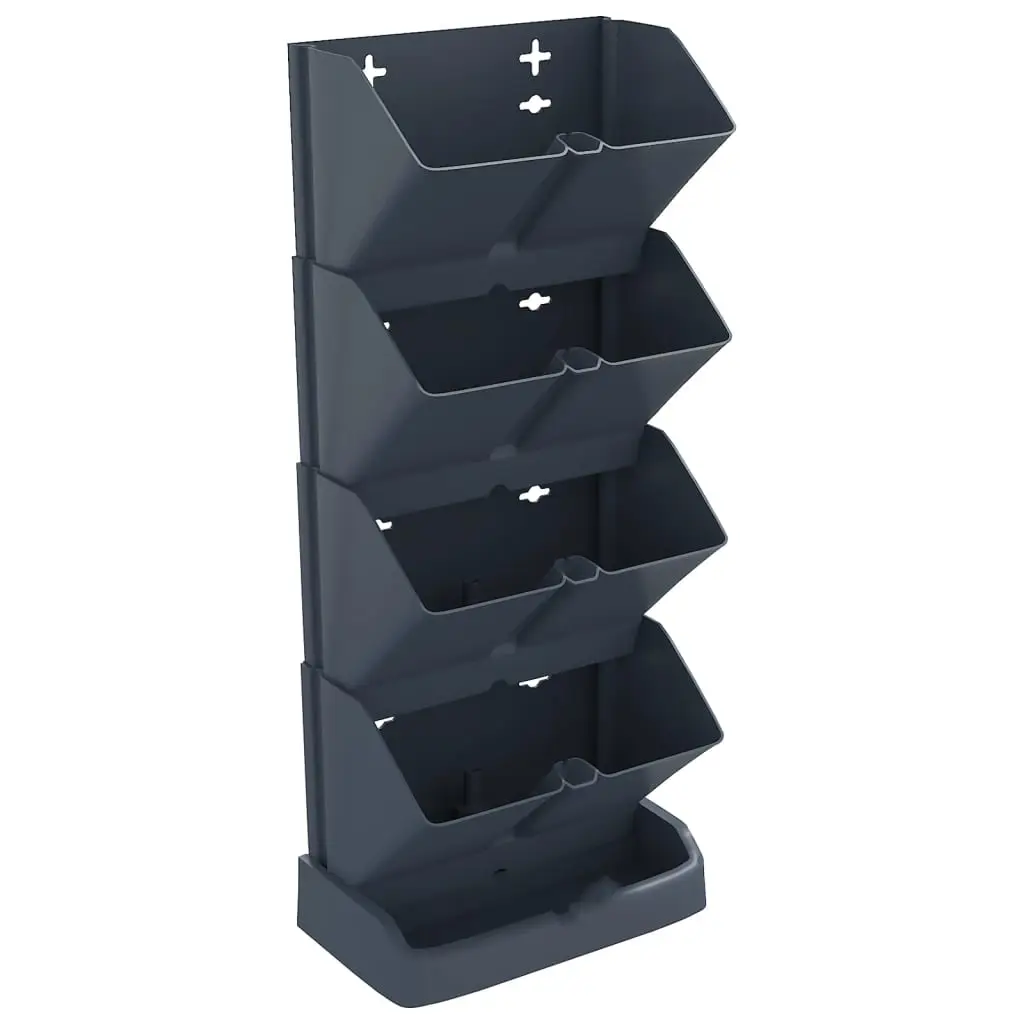 Ensemble de 4 pcs Jardinières verticales – Bacs à fleurs – Pots de fleurs Anthracite PP