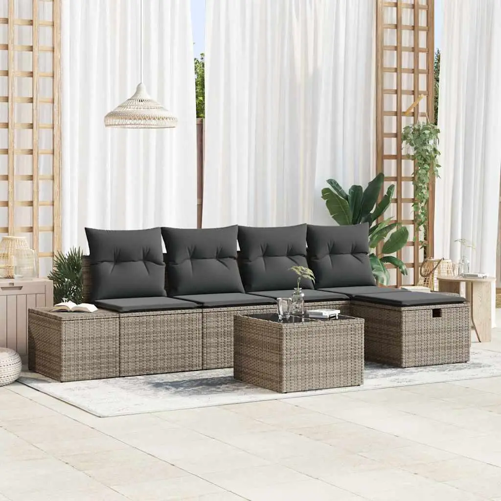 Ensemble de Canapés avec coussin 5 pcs polyrotin vidaXL 3360700