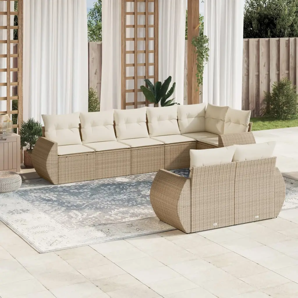 Ensemble Canapé de Jardin Modulable 8 Places Beige, Espace de Rangement Intégré en Polyrotin – ComfortXL Outdoor Living