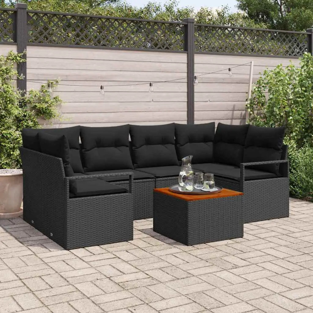 Ensemble de canapé de jardin avec stockage 7 pcs Noir polyrotin vidaXL 3356329
