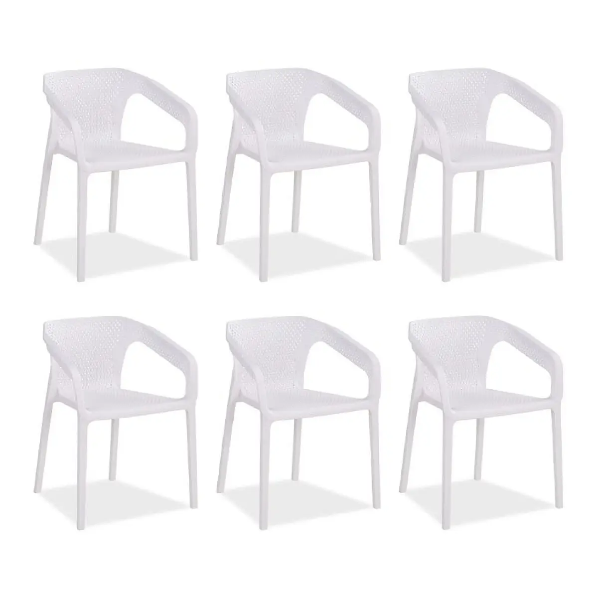 Ensemble de 6 chaises de jardin blanches élégantes et confortables