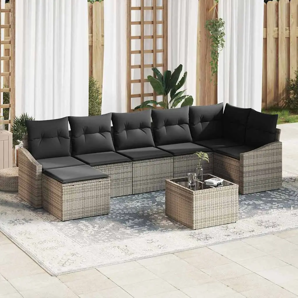 Ensemble de Canapés avec coussin 8 pcs Gris polyrotin vidaXL 3346819
