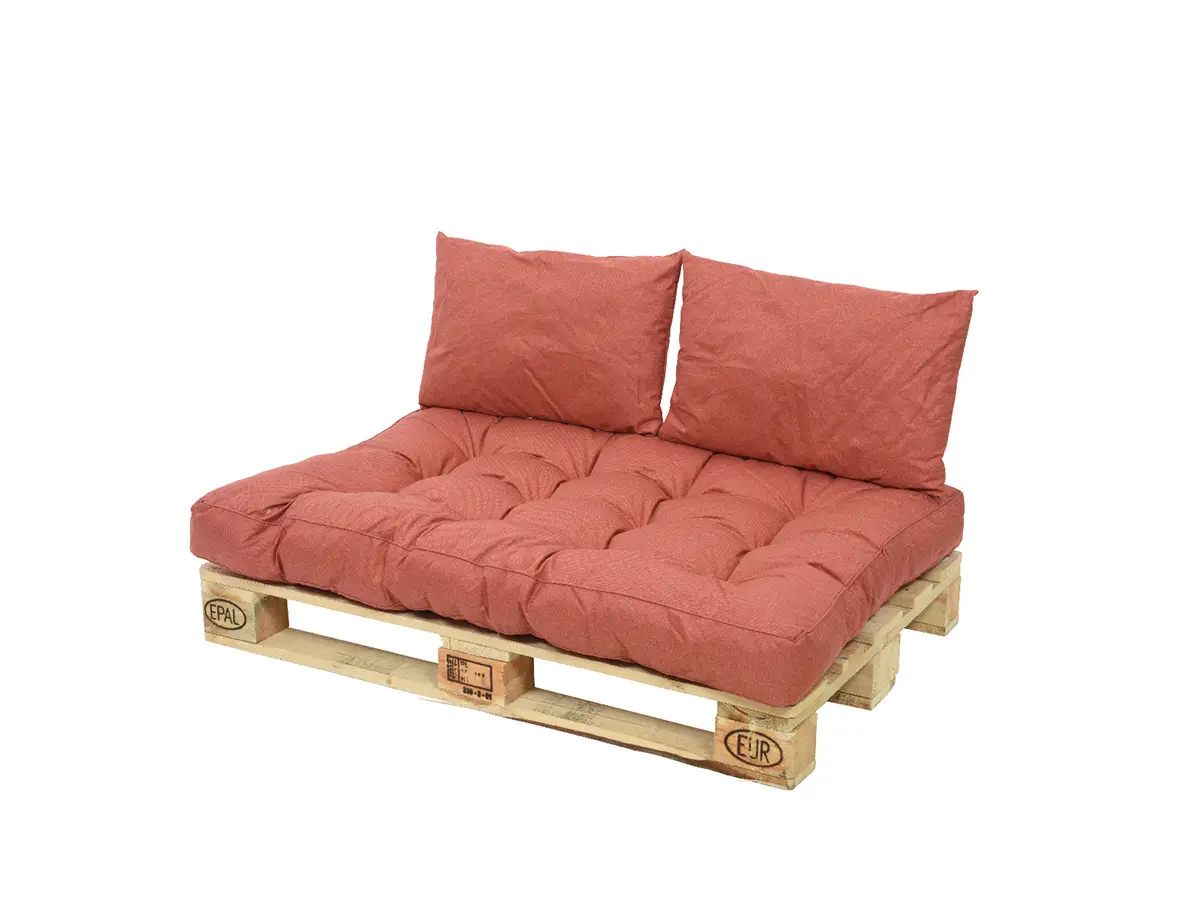 Ensemble coussin d’extérieur palette rouille – Jardideco