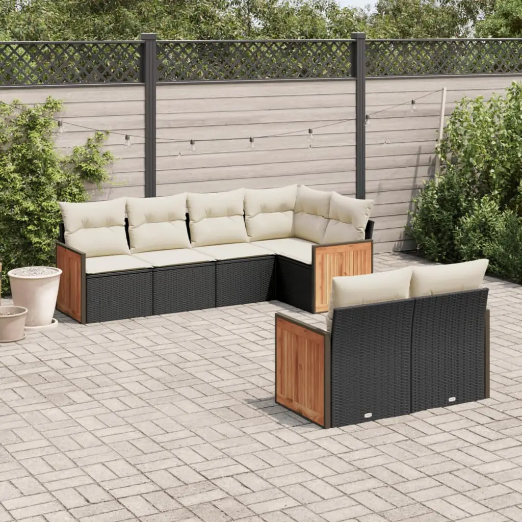 Ensemble de Jardin Modulable 7 Places en Poly Rotin pour Balcon Coussins Blanc Crème – ComfortXL Outdoor Living