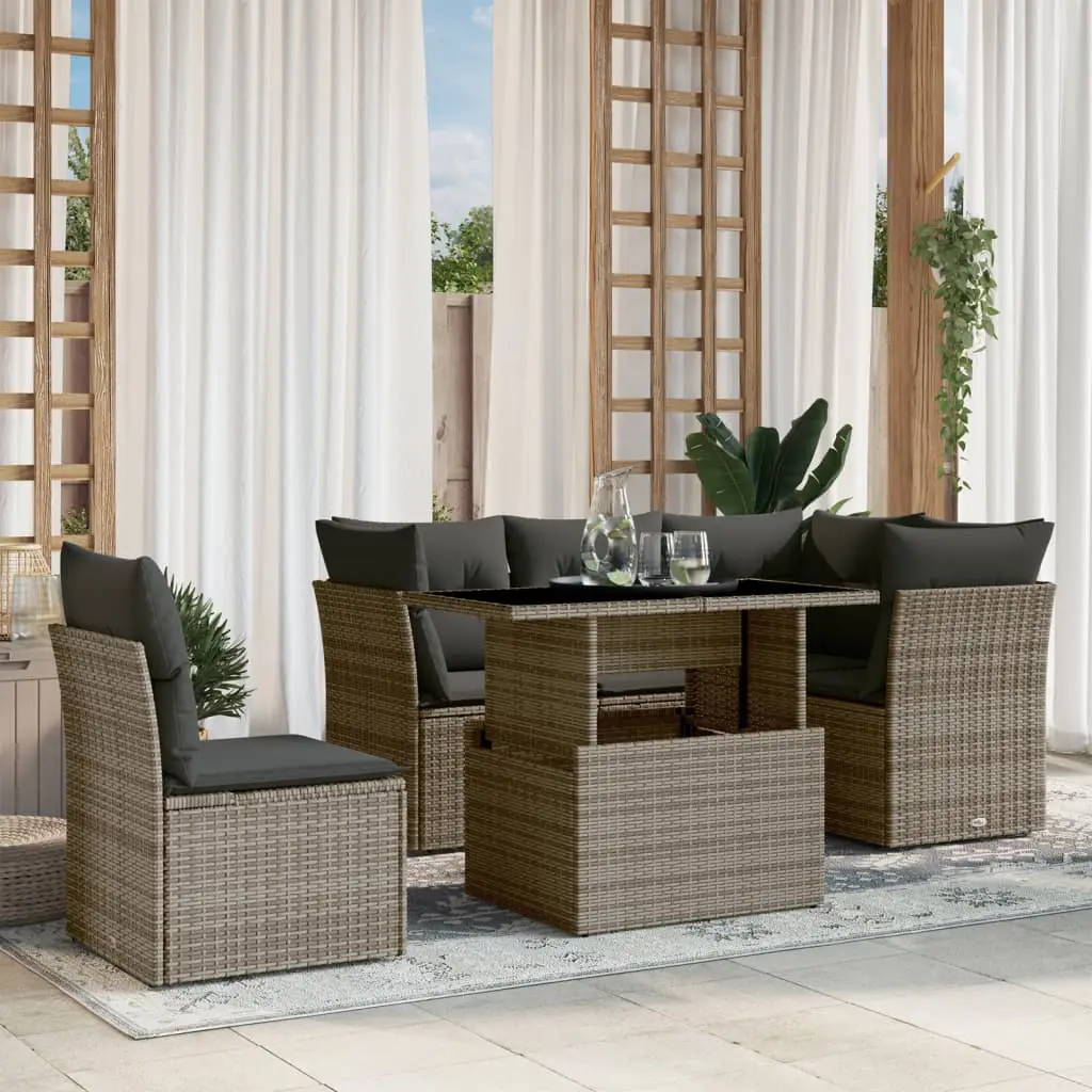 Ensemble de jardin modulable 6 places en résine tressée Gris pour terrasse et patio – ComfortXL Outdoor Living