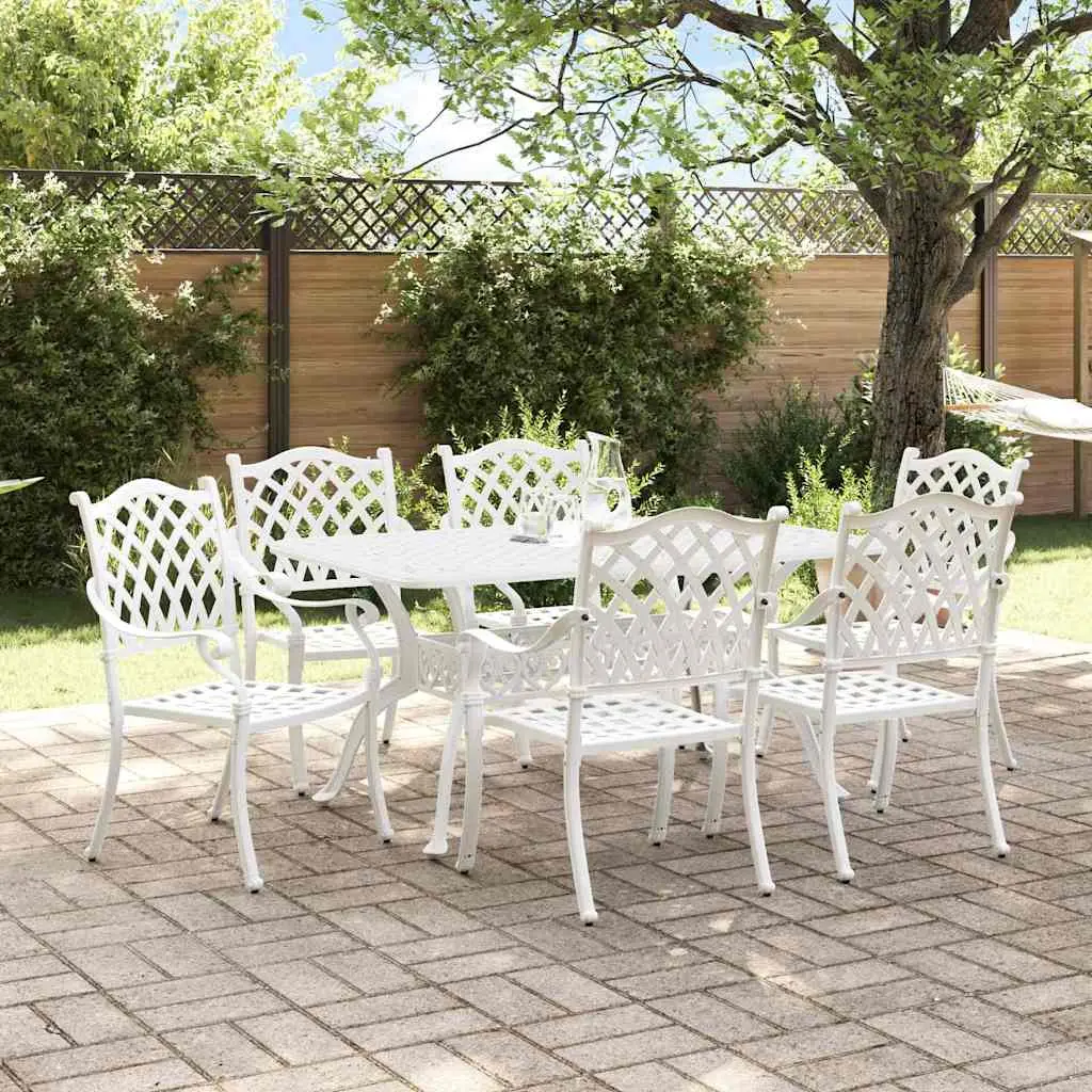 Ensemble de salle à manger pour jardin 7 pcs Blanc Aluminium vidaXL 3334658