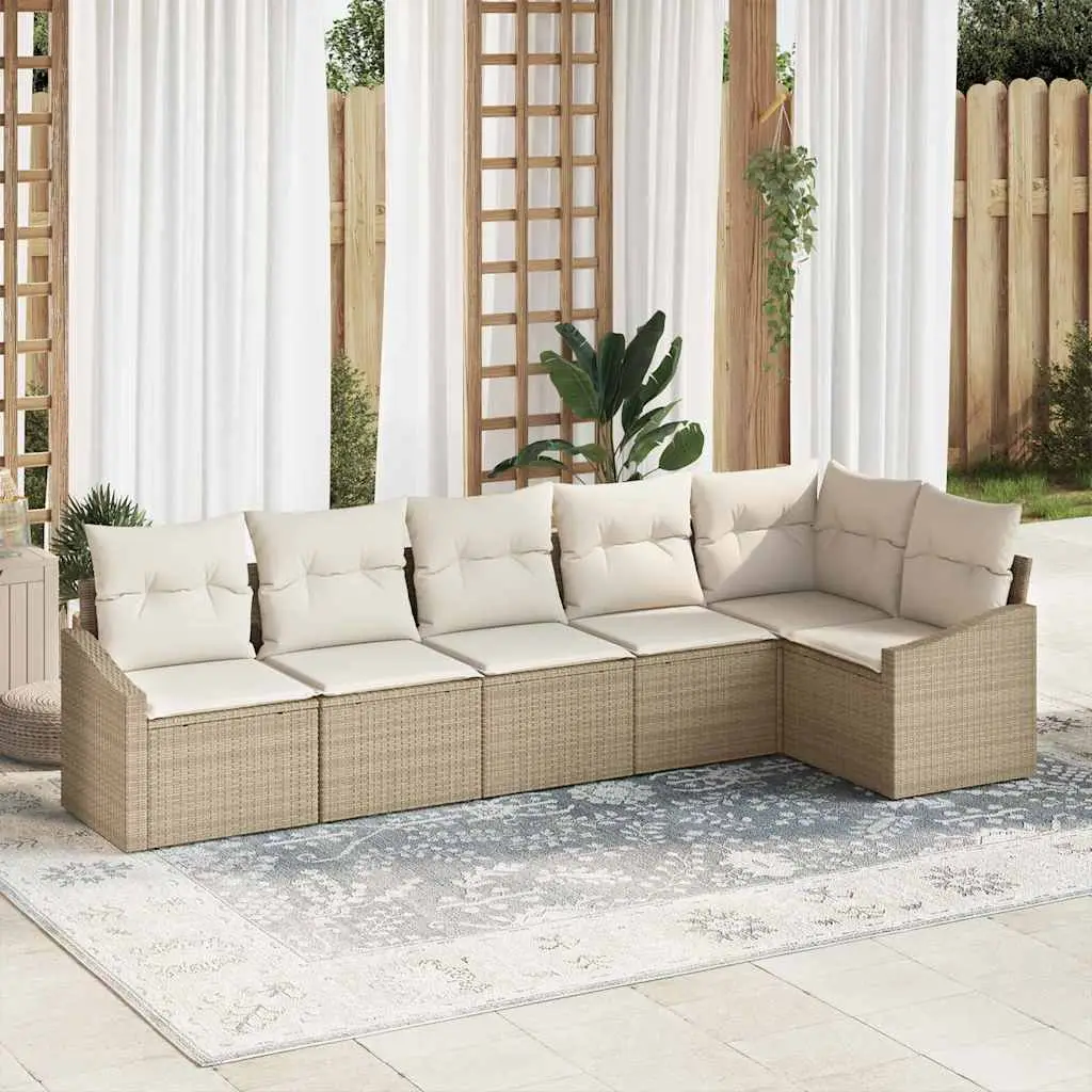 Ensemble de Canapés avec coussin 6 pcs Beige polyrotin vidaXL 3346741