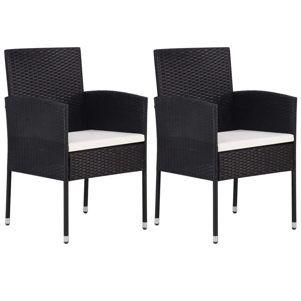 Ensemble de 3 pcs table de jardin avec chaises – mobilier de jardin Noir-JU3084