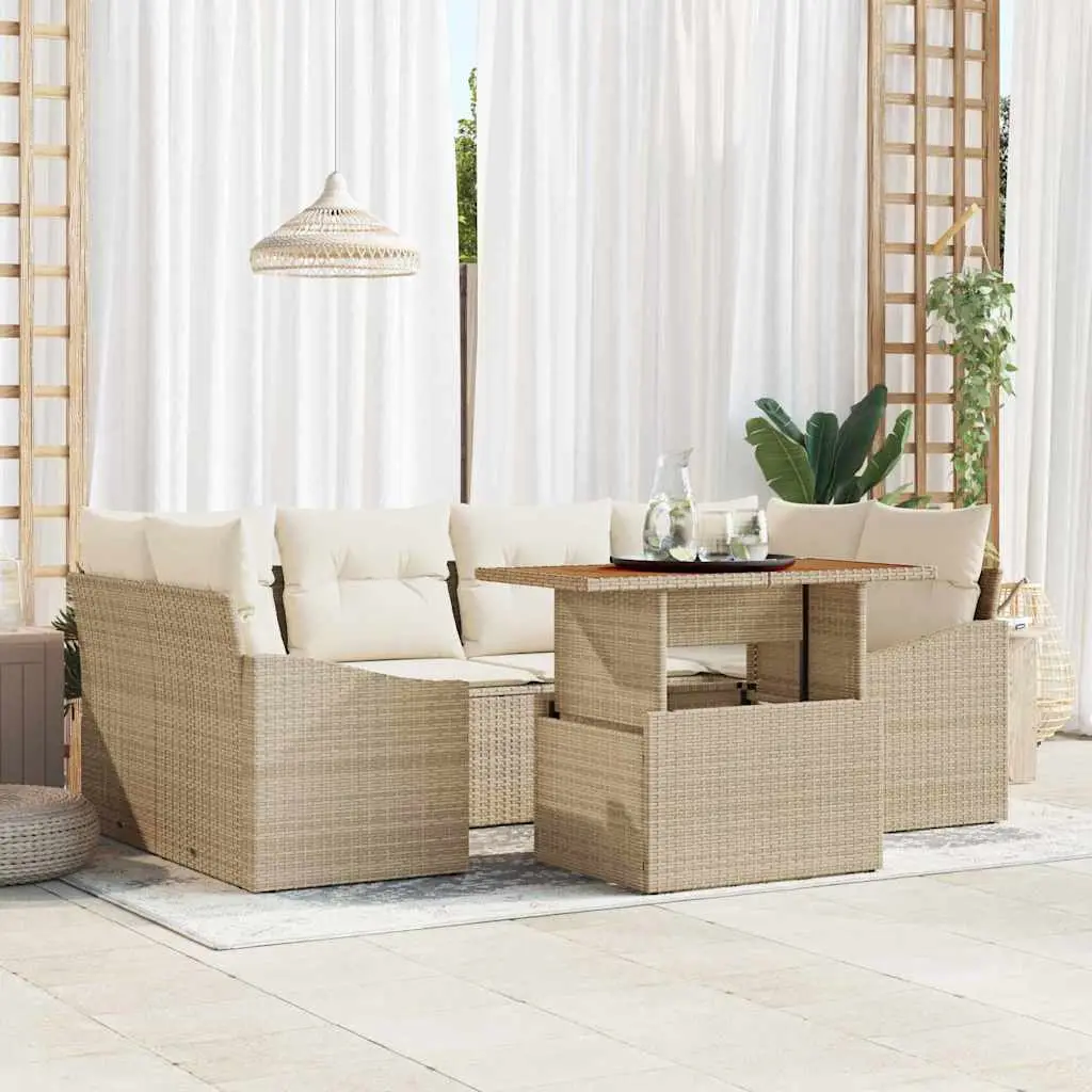 Ensemble de salle à manger pour jardin 7 pcs Beige et crème vidaXL 3349791 beige et crème