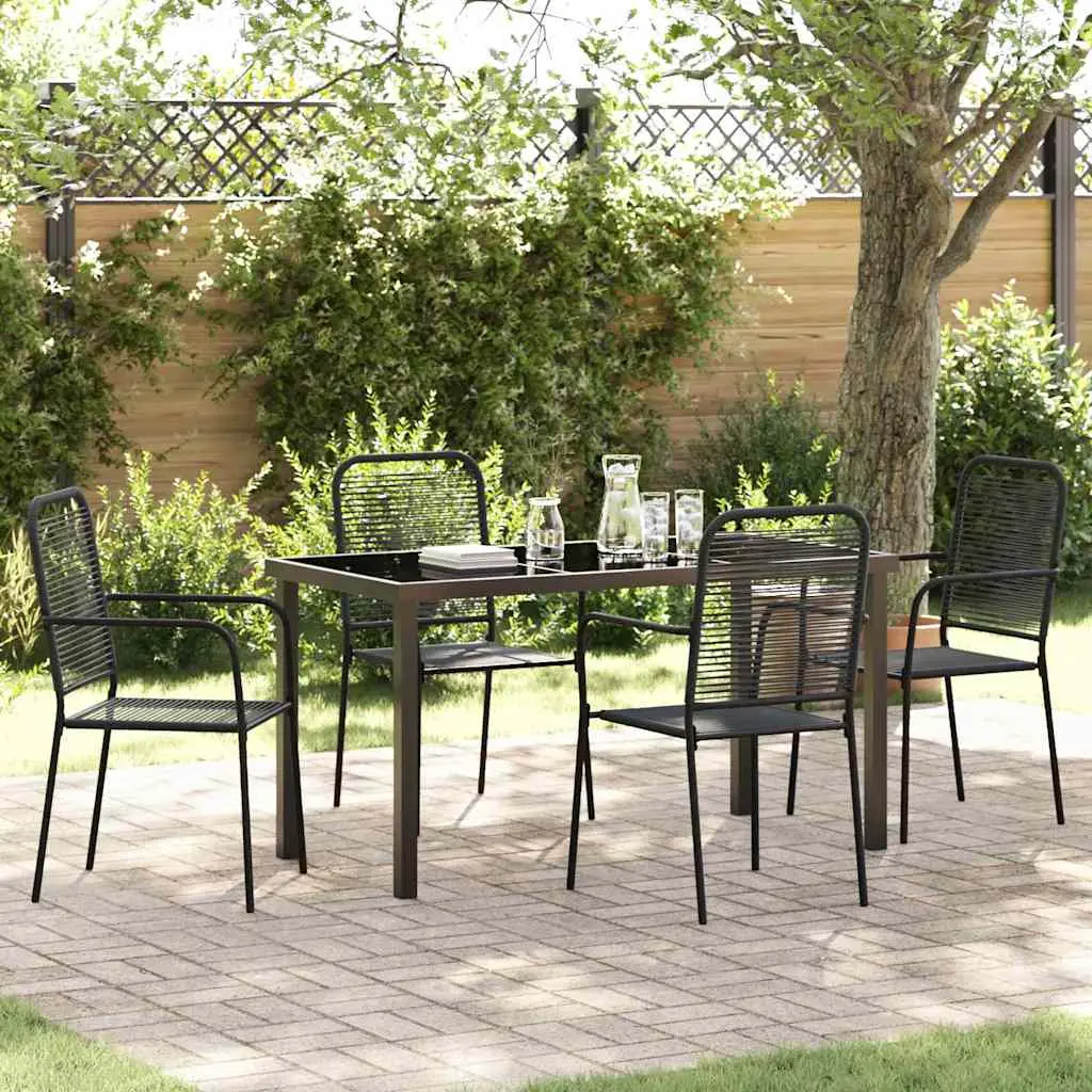 Ensemble de salle à manger pour jardin 5 pcs Noir vidaXL 3379158