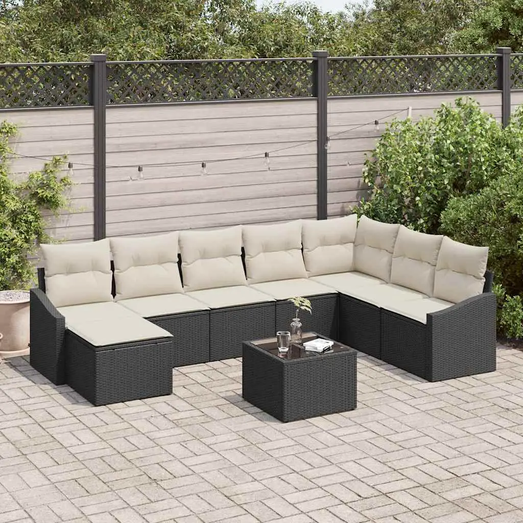 Ensemble Canapé Modulable 8 Pièces Poly Rotin Marron et Crème avec Table et Rangement pour Jardin – ComfortXL Outdoor Living