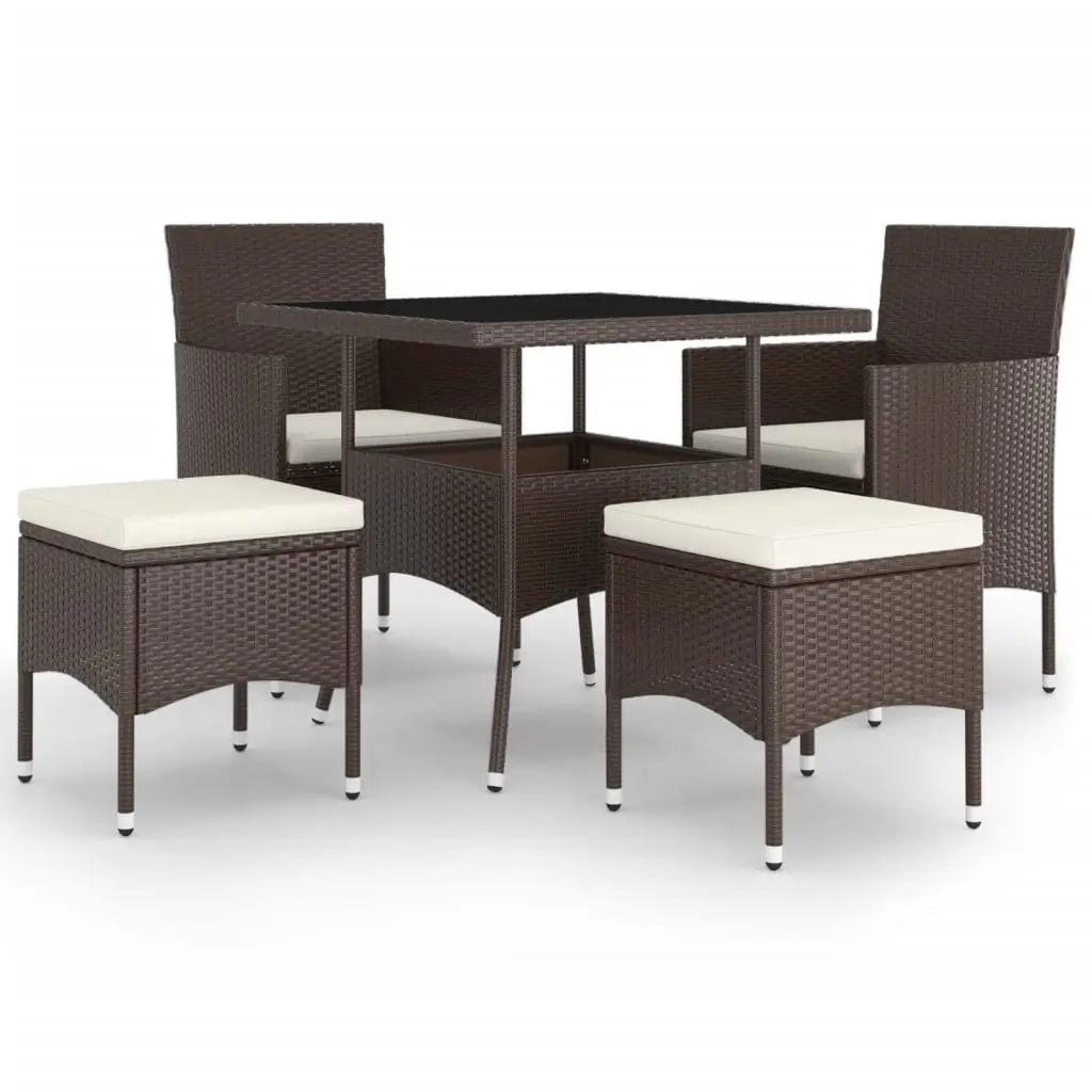 Ensemble de 5 pcs table de jardin avec chaises – mobilier de jardin Résine tressée Marron-JU2530