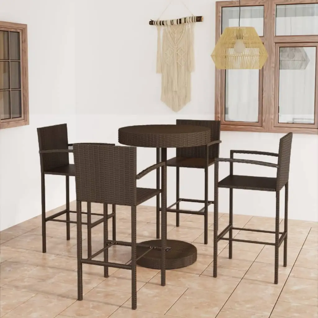 Ensemble de bar de jardin 5 pcs Résine tressée Marron vidaXL 3064771
