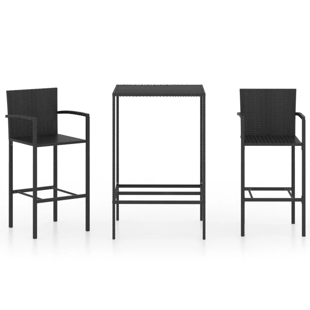Ensemble de bar de jardin 3 pièces résine tressée noir